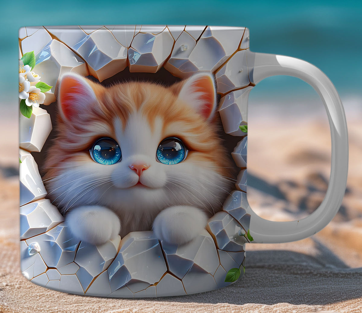 Mugs Cats Cracked Wall 15
