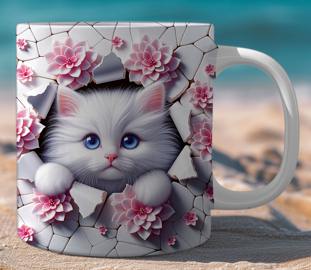 Mugs Cats Cracked Wall 16