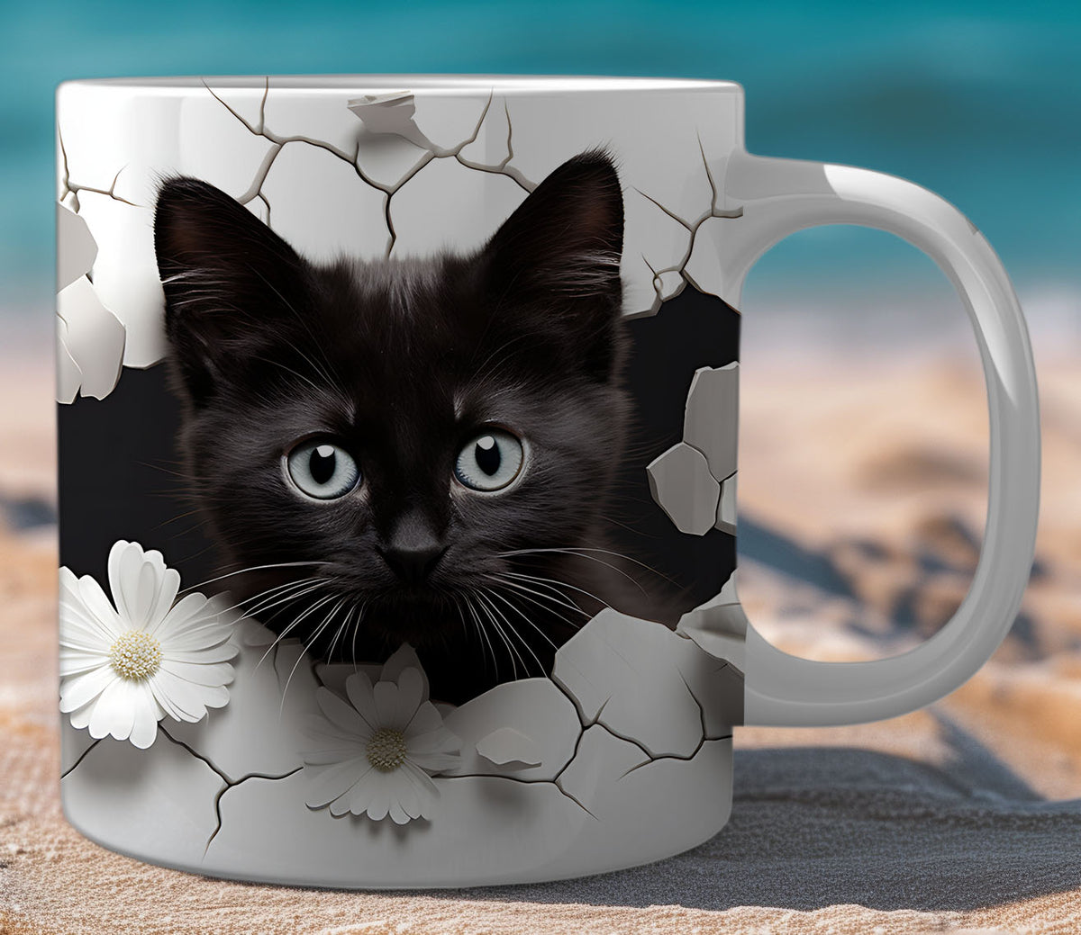 Mugs Cats Cracked Wall 4