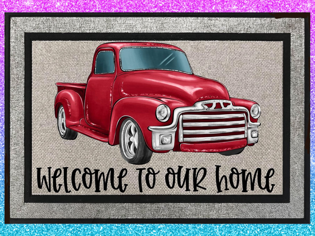 Welcome Mat Red Truck