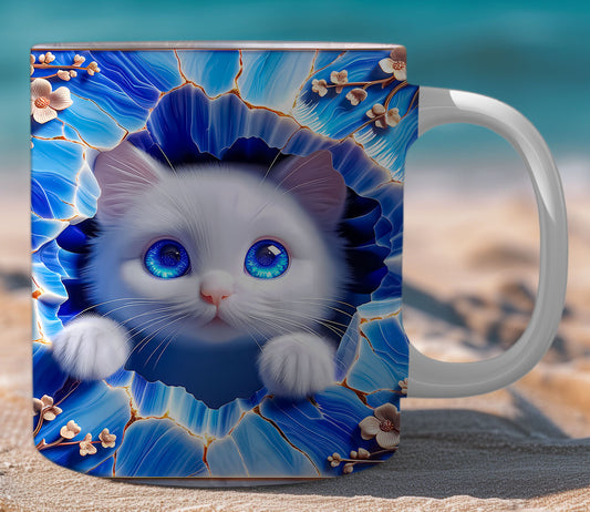 Mugs Cats Cracked Wall 10