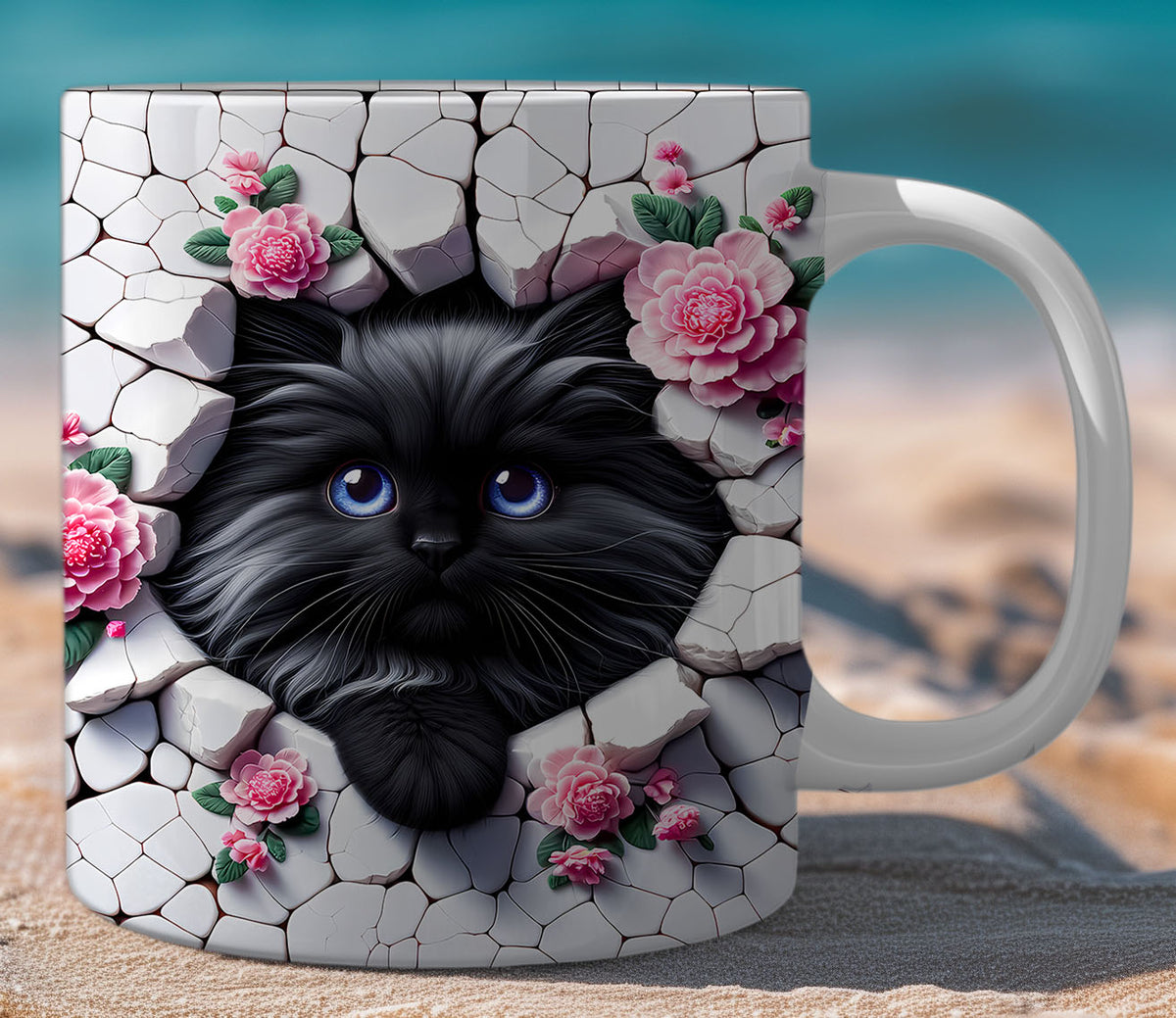 Mugs Cats Cracked Wall 11