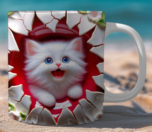 Mugs Cats Cracked Wall 13