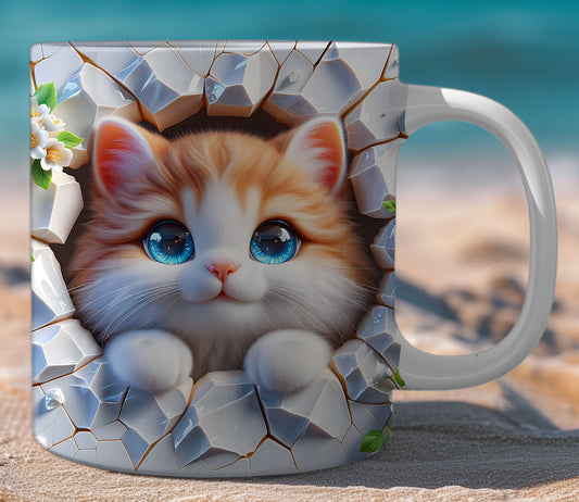Mugs Cats Cracked Wall 15