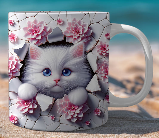 Mugs Cats Cracked Wall 16