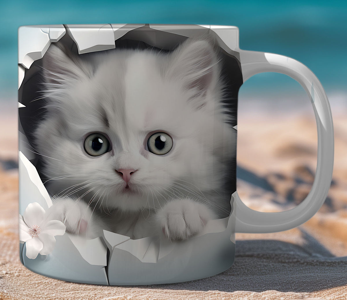Mugs Cats Cracked Wall 2