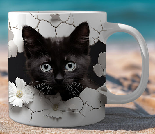 Mugs Cats Cracked Wall 4