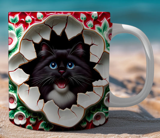 Mugs Cats Cracked Wall 6