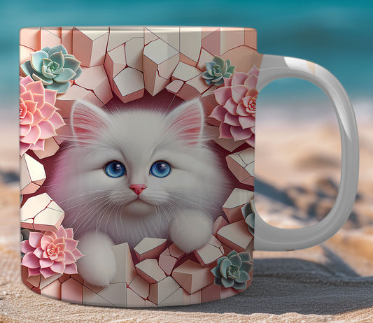 Mugs Cats Cracked Wall 9
