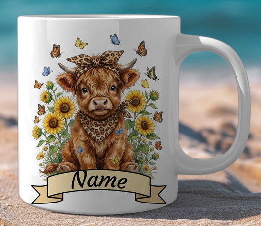 Mug Gift Set Highland Cow Butterflies