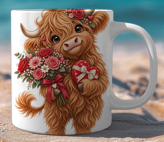 Mug Gift Set Highland Cow Flowers
